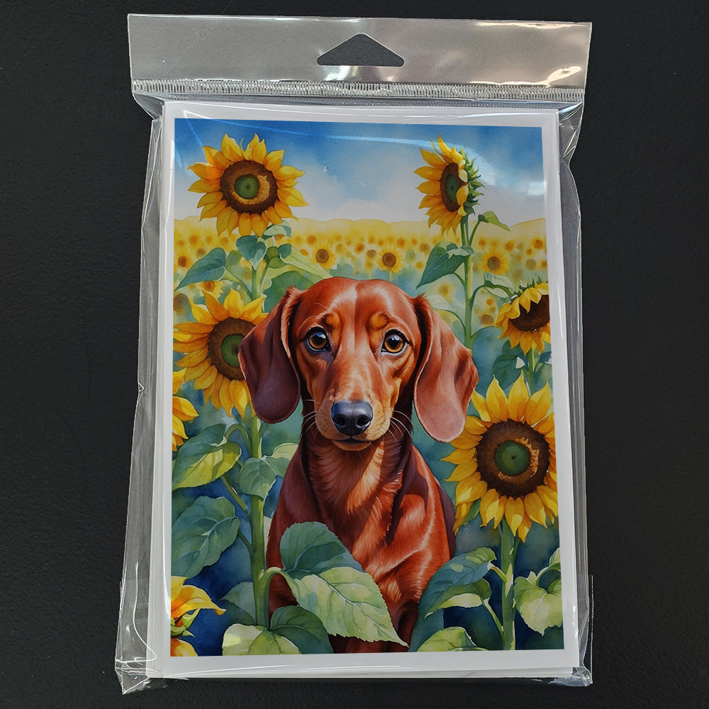Dachshund in Sunflowers Greeting Cards Pack of 8