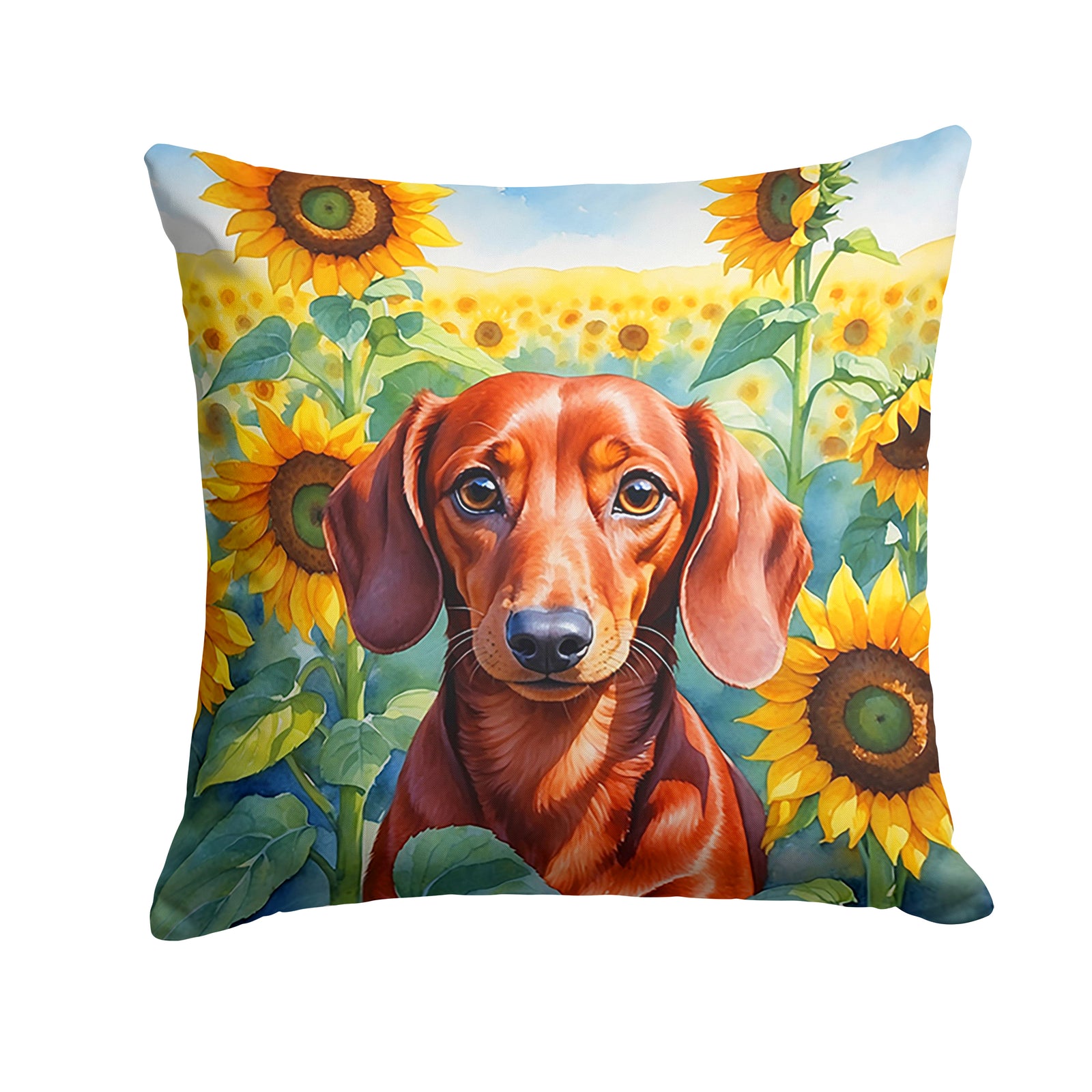 Buy this Dachshund in Sunflowers Throw Pillow