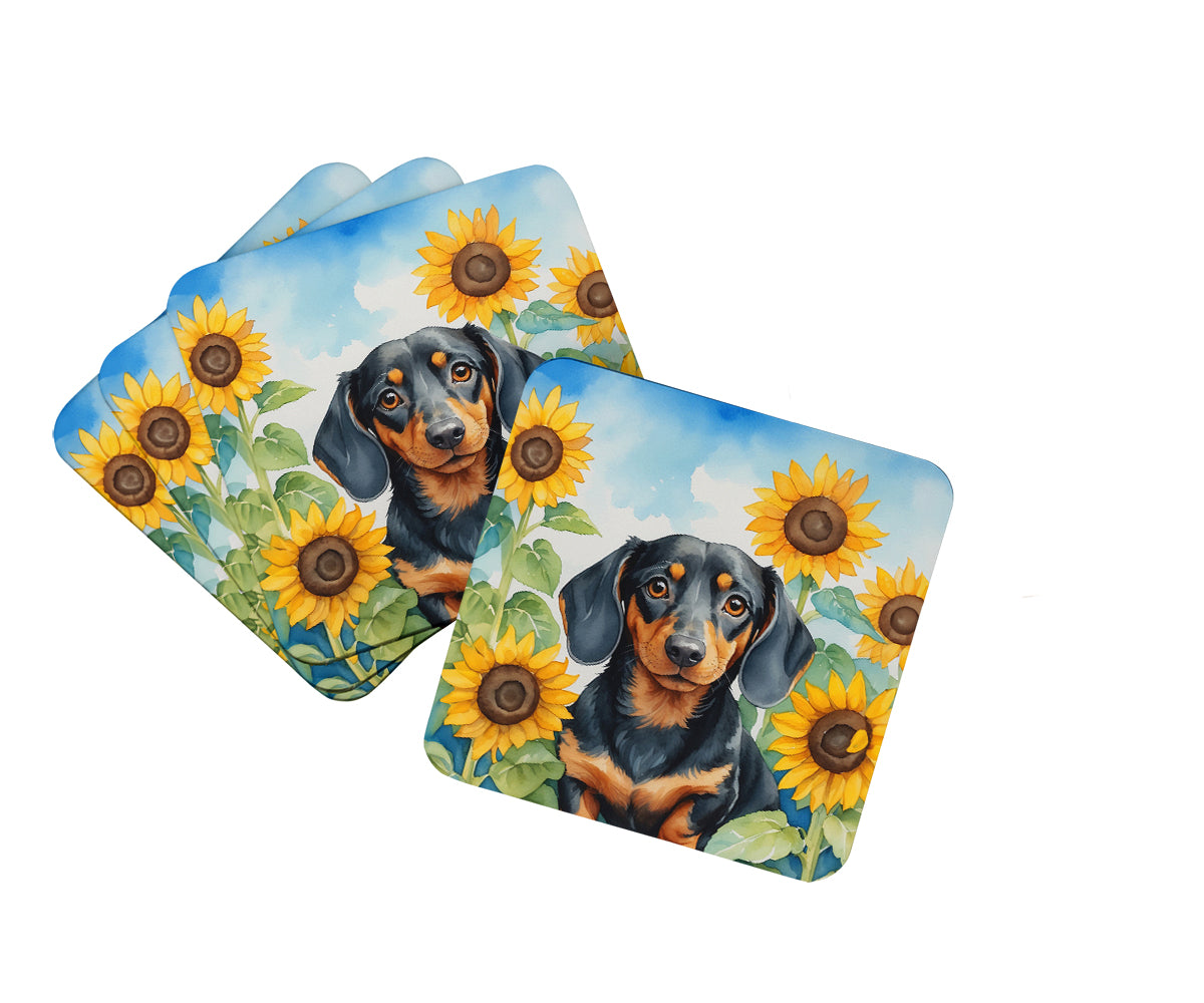 Buy this Dachshund in Sunflowers Foam Coasters