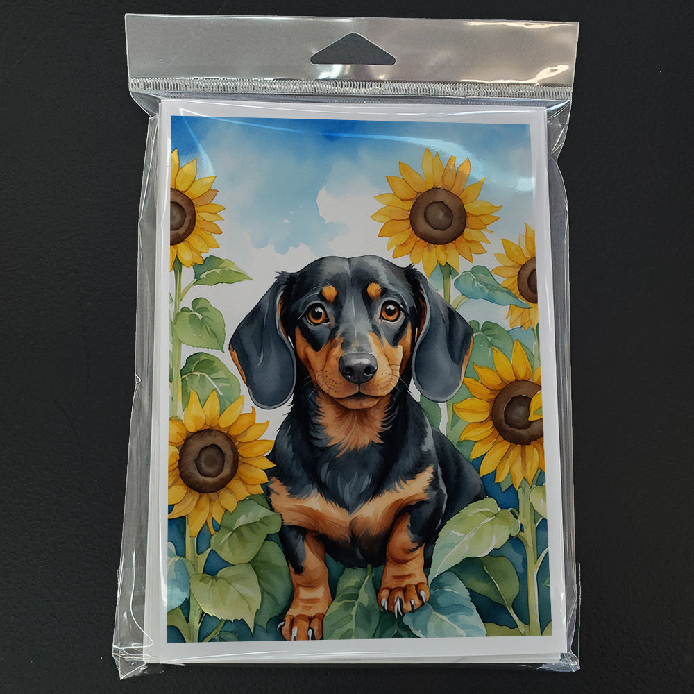 Dachshund in Sunflowers Greeting Cards Pack of 8