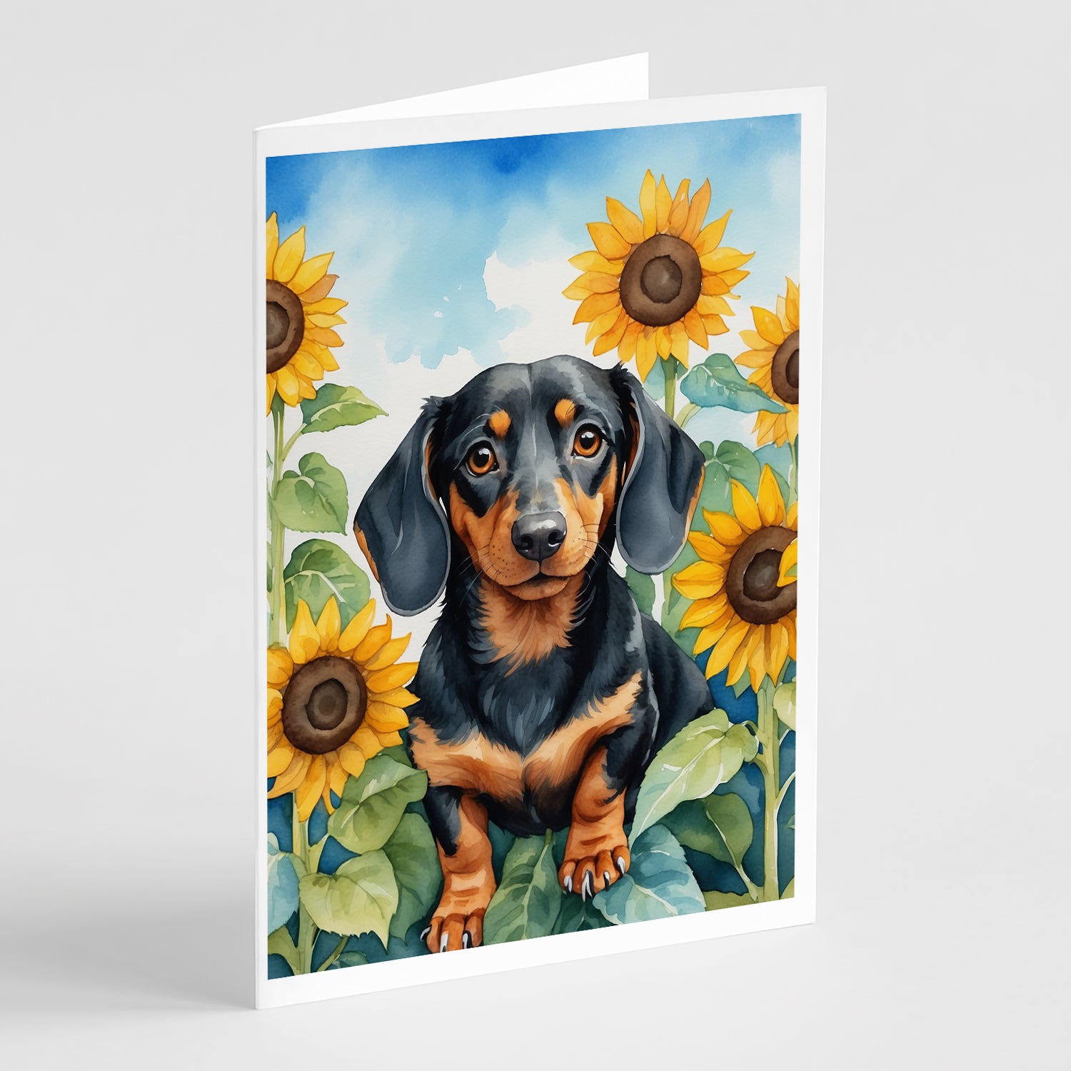 Buy this Dachshund in Sunflowers Greeting Cards Pack of 8