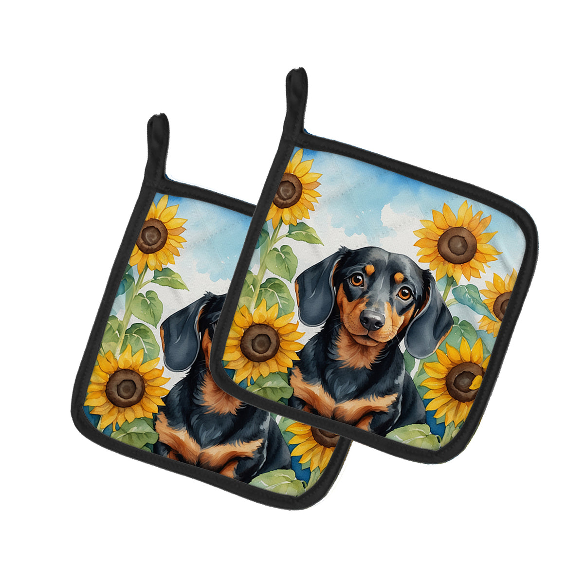 Buy this Dachshund in Sunflowers Pair of Pot Holders