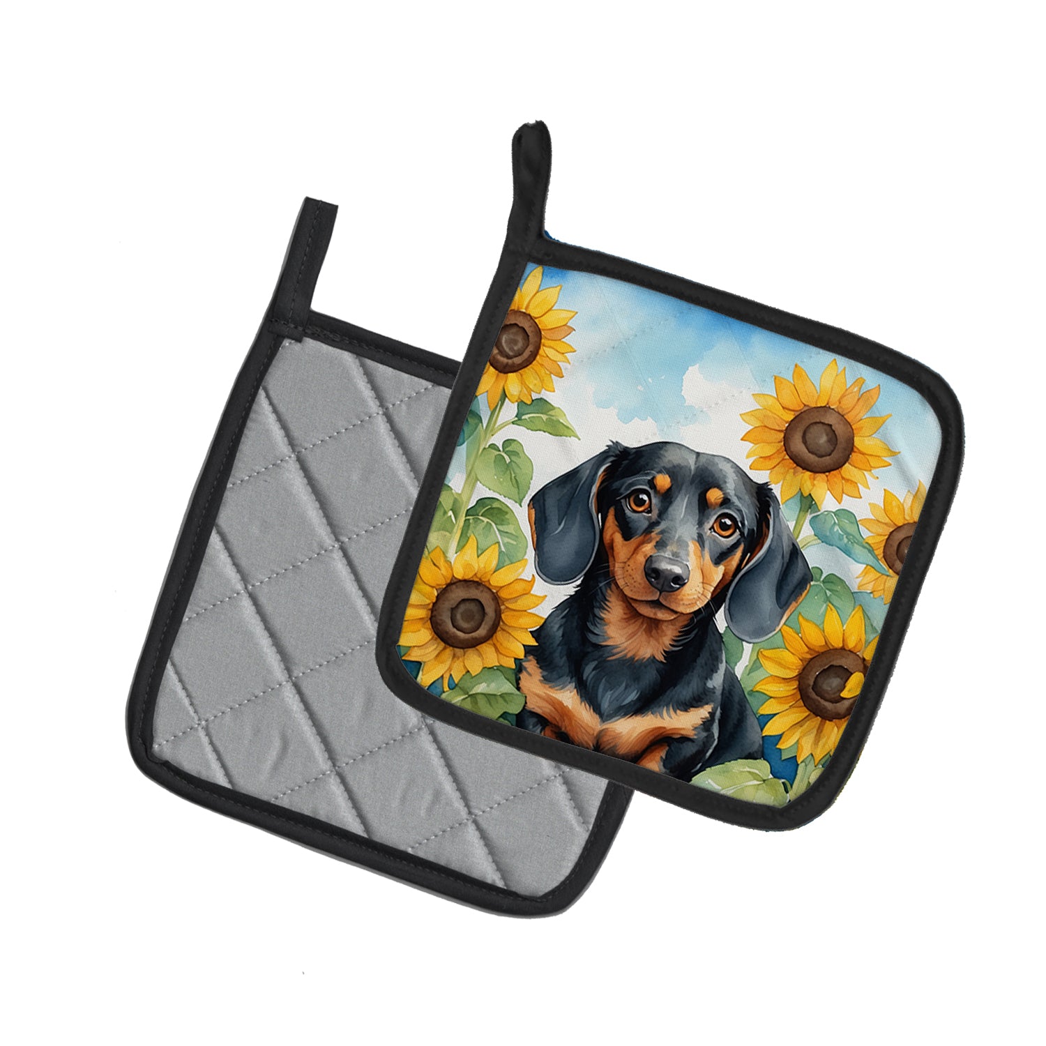Buy this Dachshund in Sunflowers Pair of Pot Holders