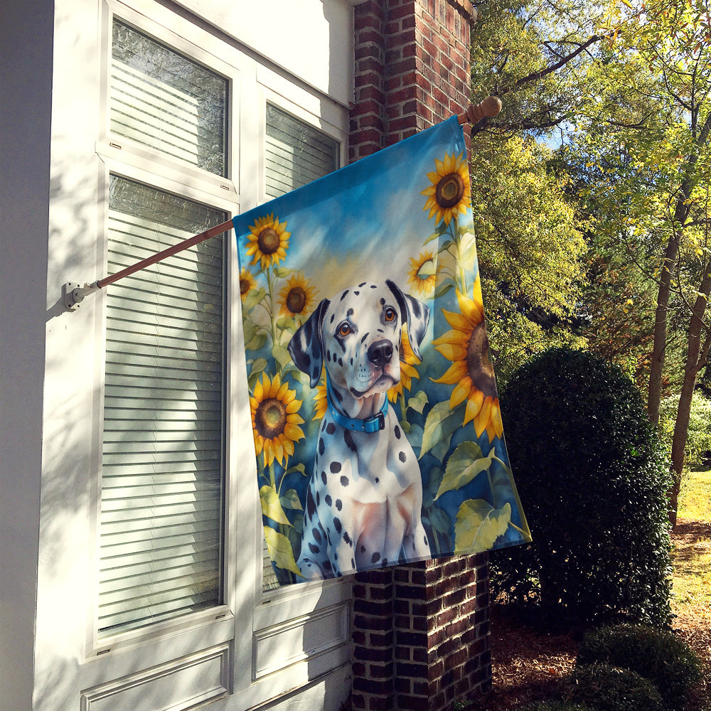 Dalmatian in Sunflowers House Flag