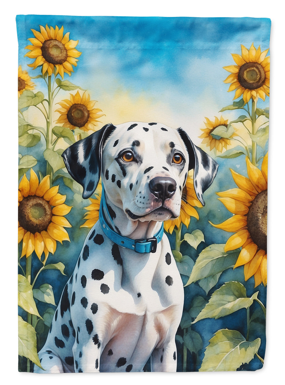 Buy this Dalmatian in Sunflowers House Flag
