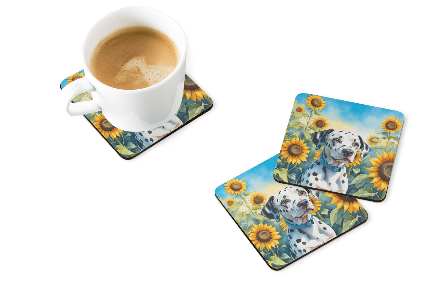 Buy this Dalmatian in Sunflowers Foam Coasters