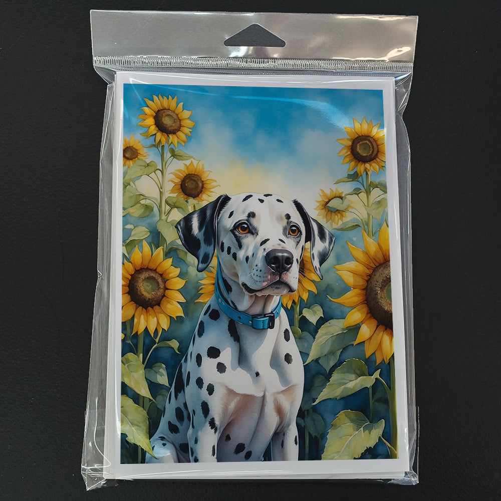 Dalmatian in Sunflowers Greeting Cards Pack of 8