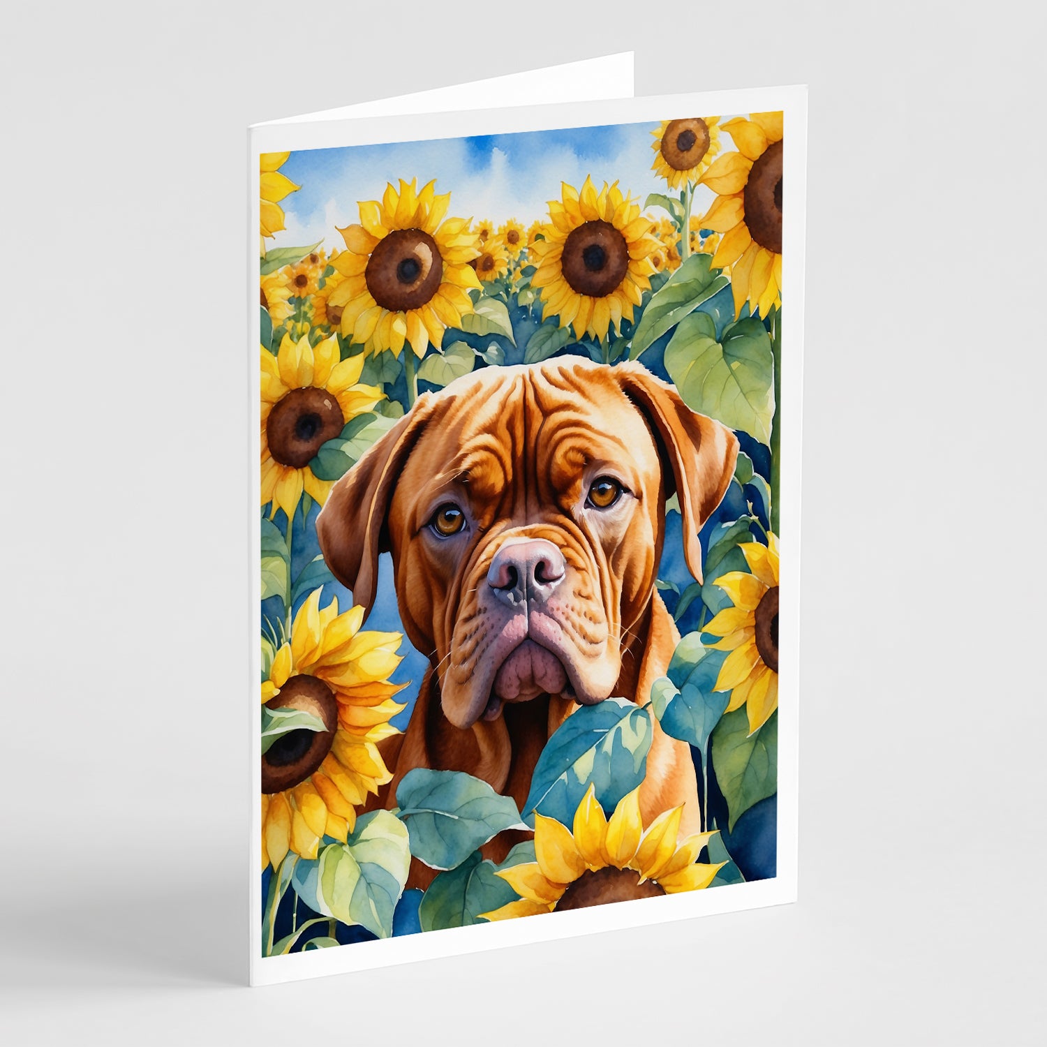 Buy this Dogue de Bordeaux in Sunflowers Greeting Cards Pack of 8