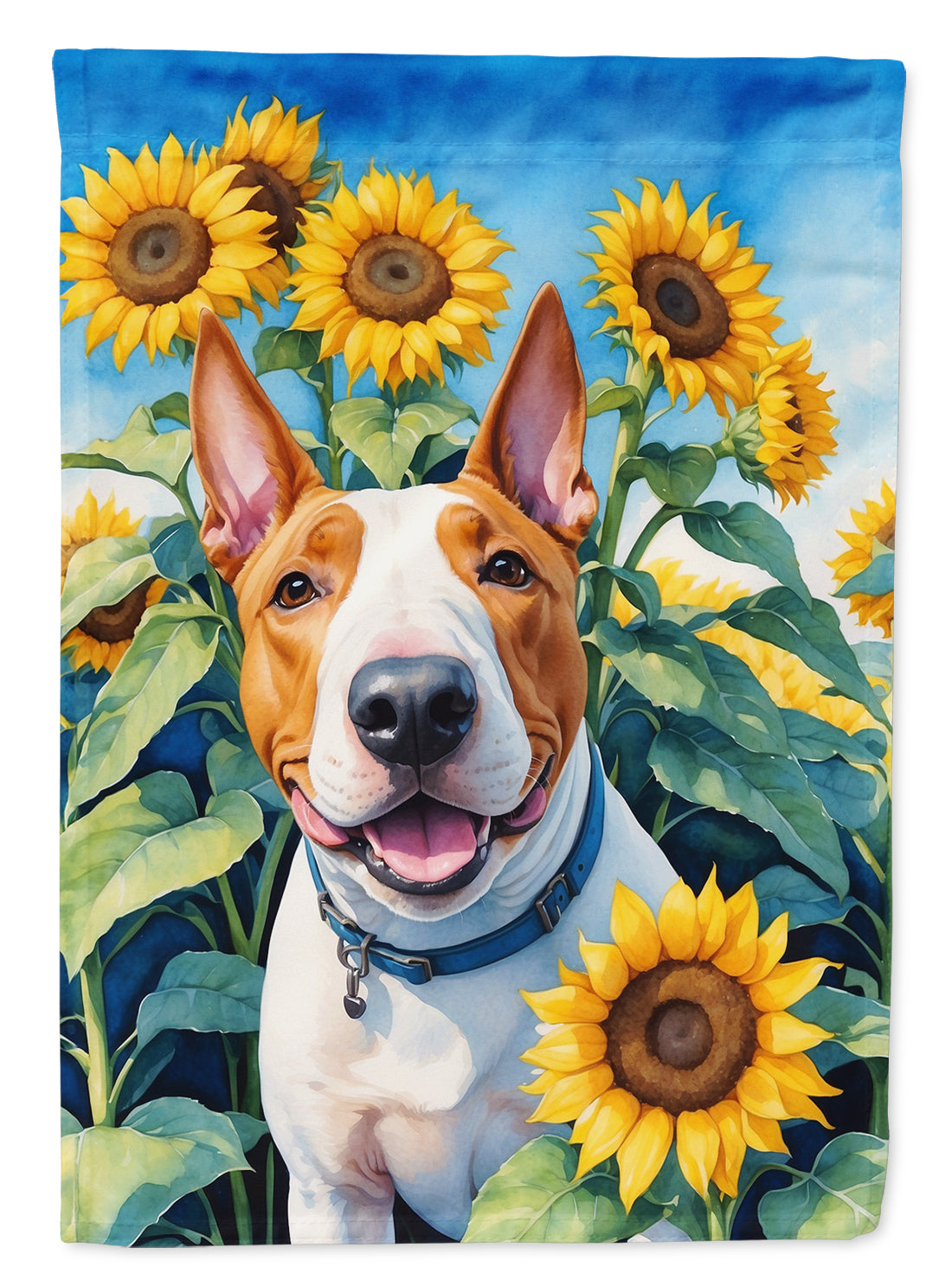 Buy this English Bull Terrier in Sunflowers Garden Flag