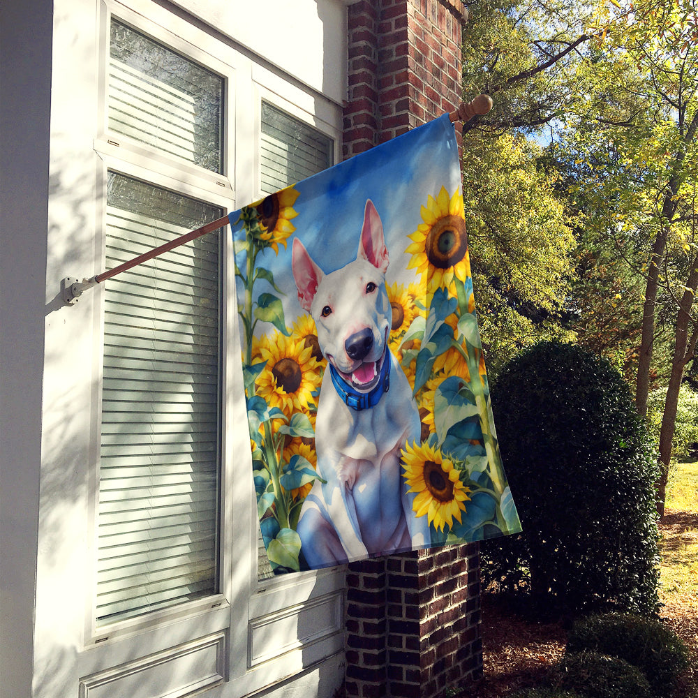 English Bull Terrier in Sunflowers House Flag