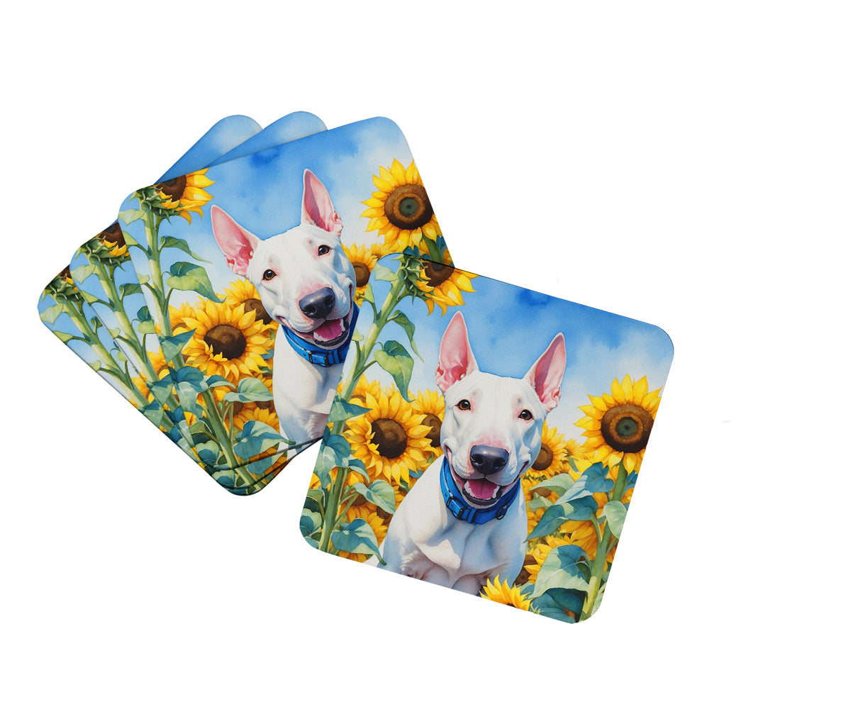 Buy this English Bull Terrier in Sunflowers Foam Coasters