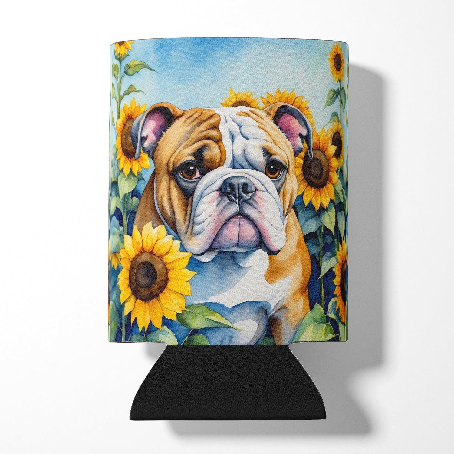 Buy this English Bulldog in Sunflowers Can or Bottle Hugger