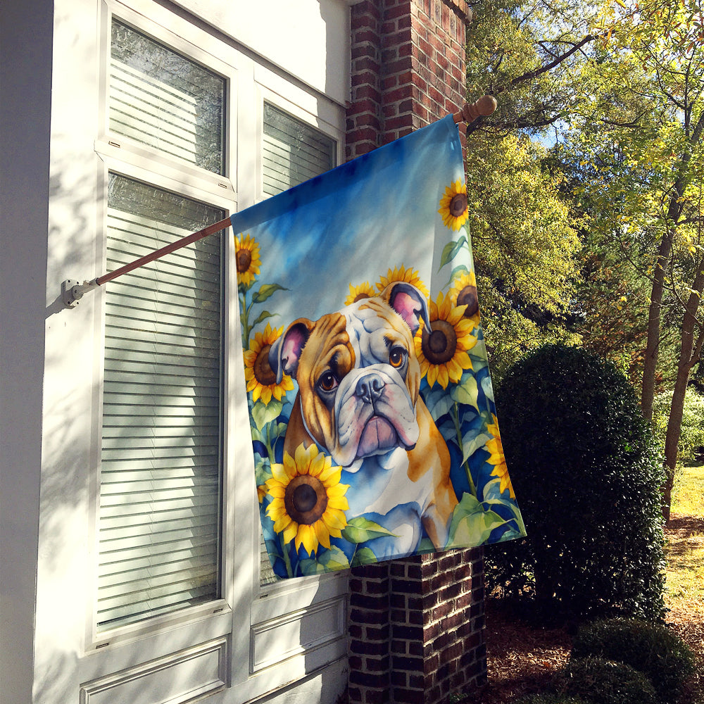 English Bulldog in Sunflowers House Flag