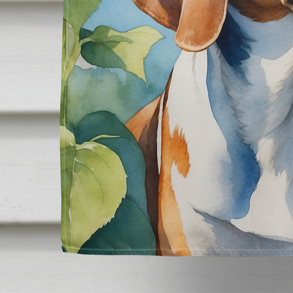 English Foxhound in Sunflowers House Flag