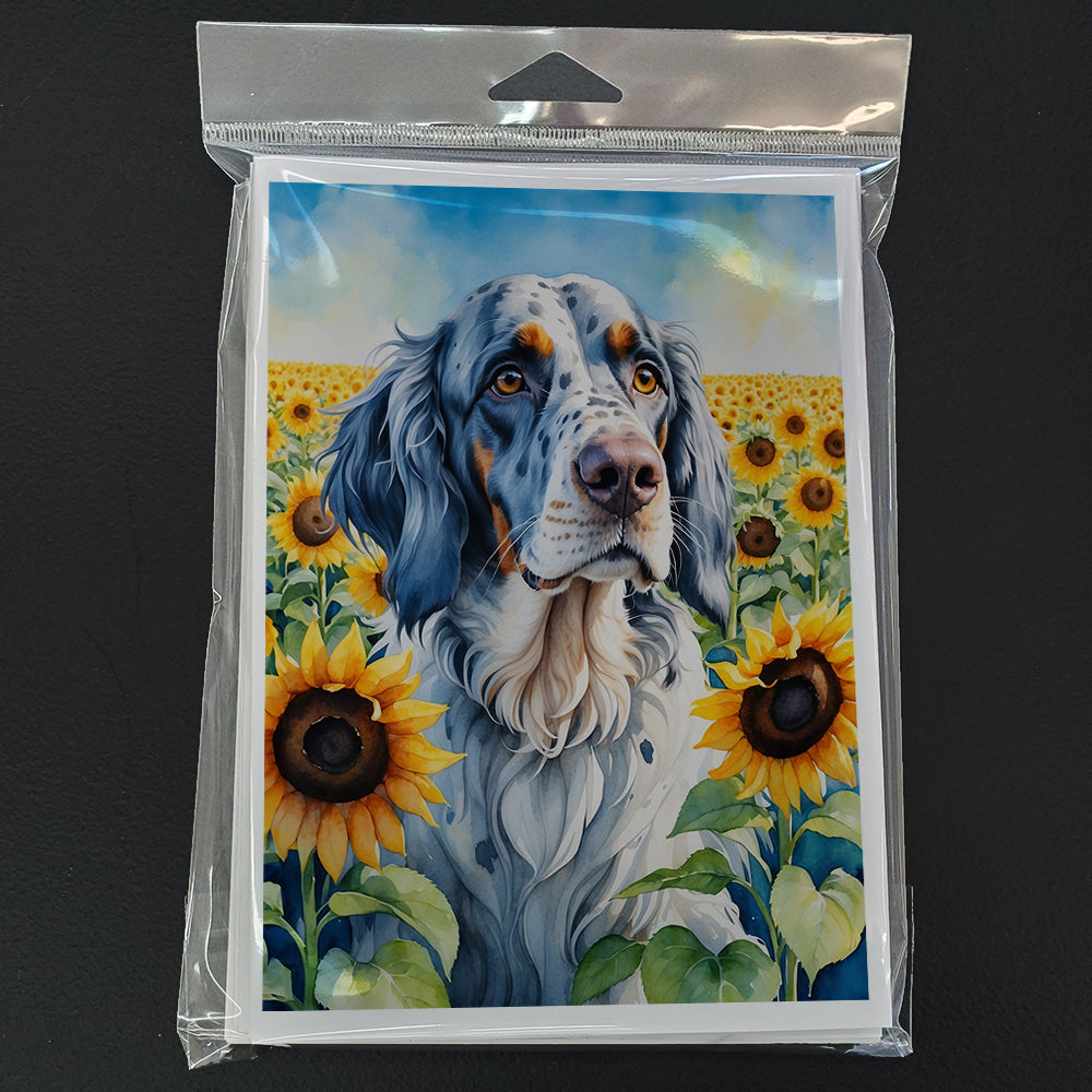 English Setter in Sunflowers Greeting Cards Pack of 8