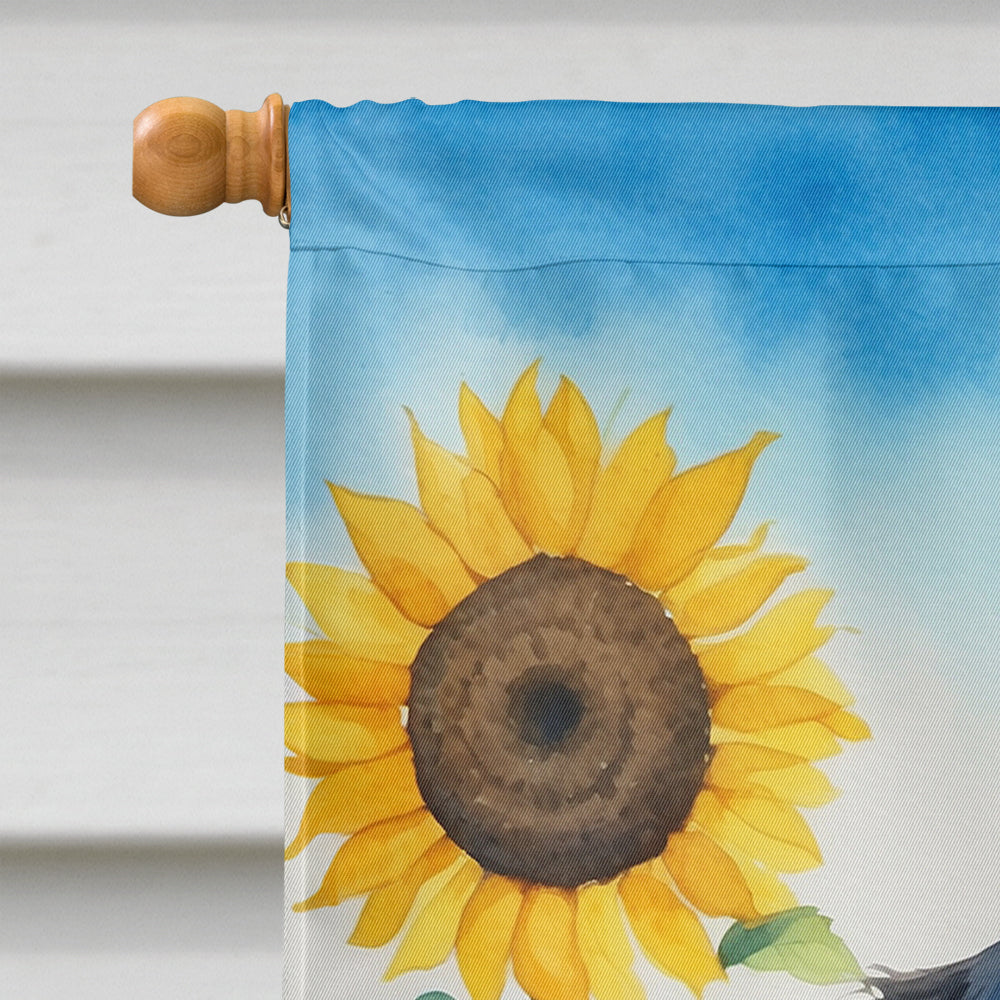 Flat-Coated Retriever in Sunflowers House Flag