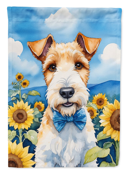 Buy this Fox Terrier in Sunflowers Garden Flag