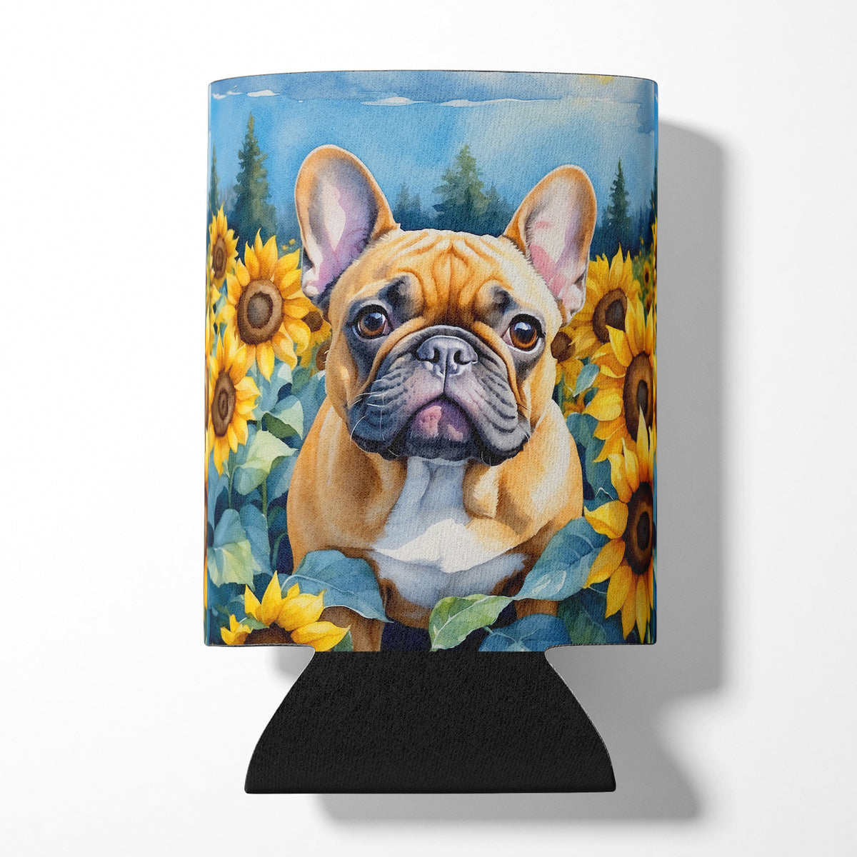 Buy this French Bulldog in Sunflowers Can or Bottle Hugger