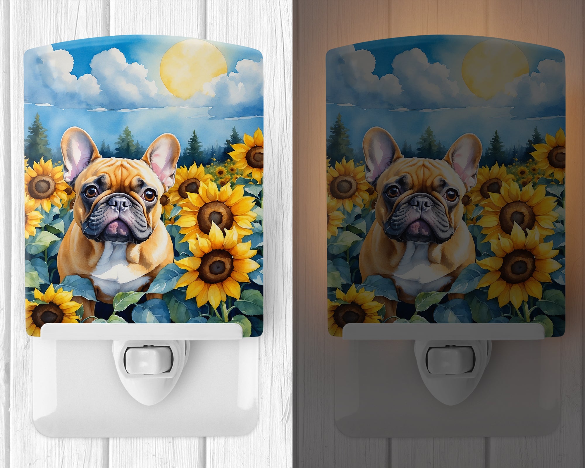 French Bulldog in Sunflowers Ceramic Night Light