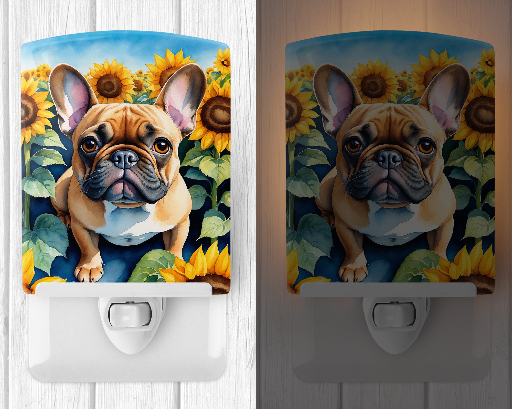 Buy this French Bulldog in Sunflowers Ceramic Night Light