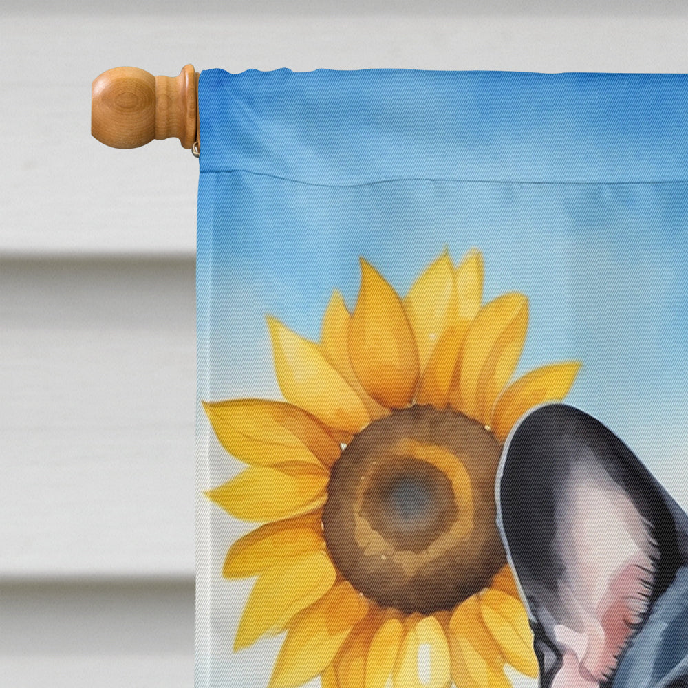 French Bulldog in Sunflowers House Flag
