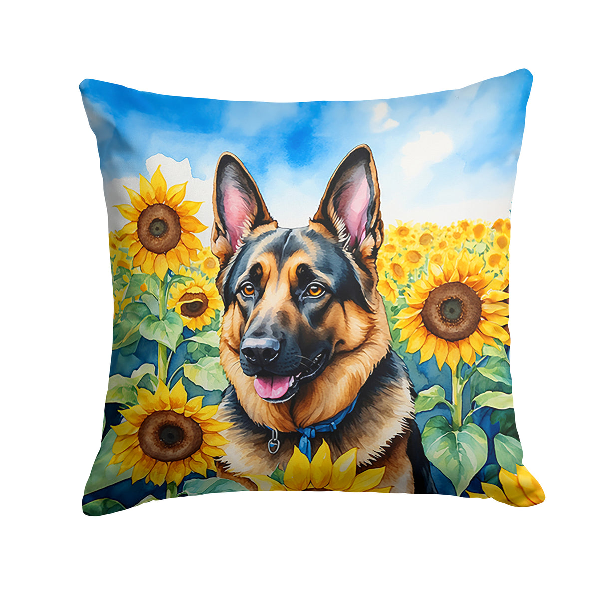 Buy this German Shepherd in Sunflowers Throw Pillow