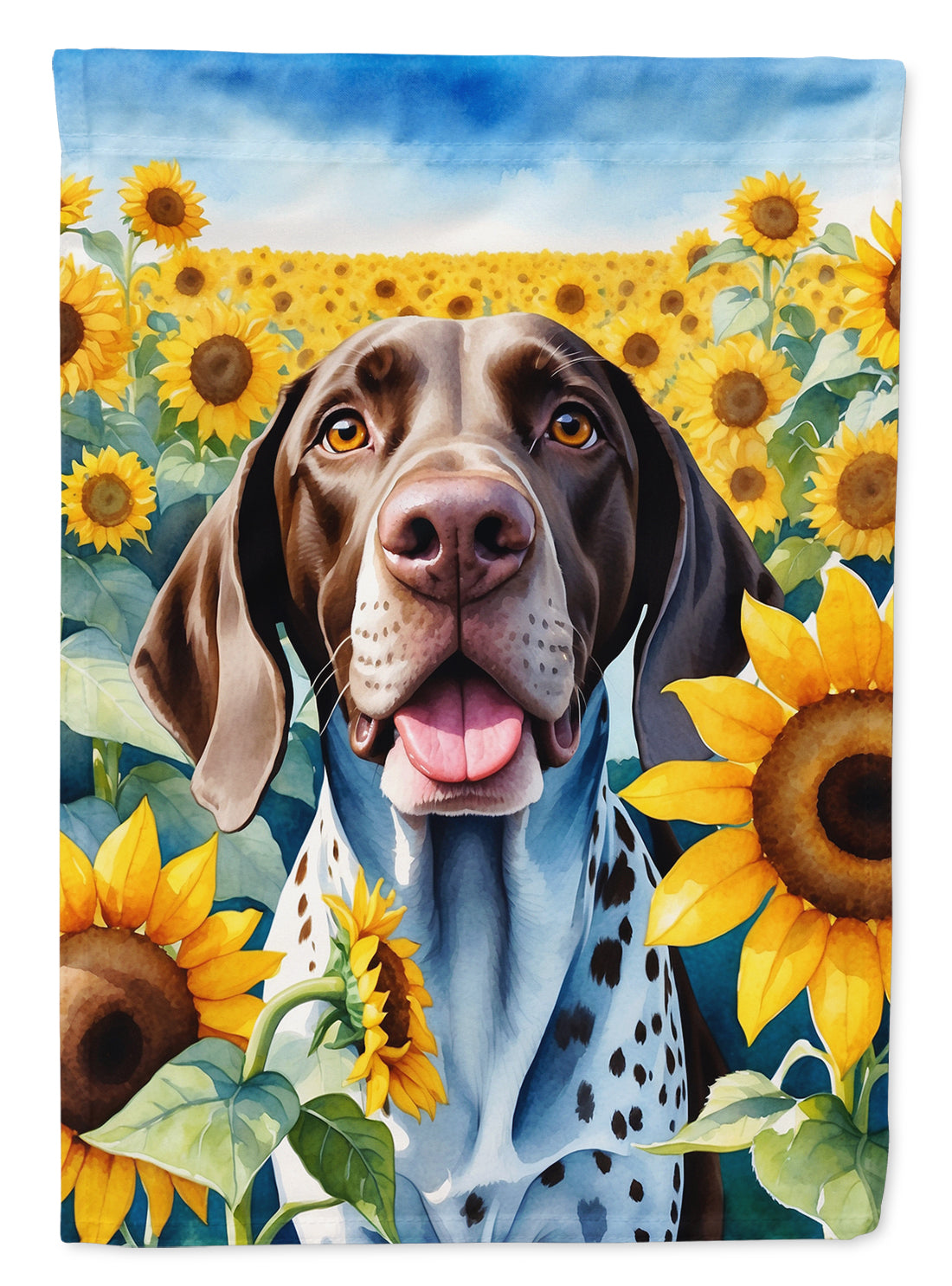 Buy this German Shorthaired Pointer in Sunflowers House Flag