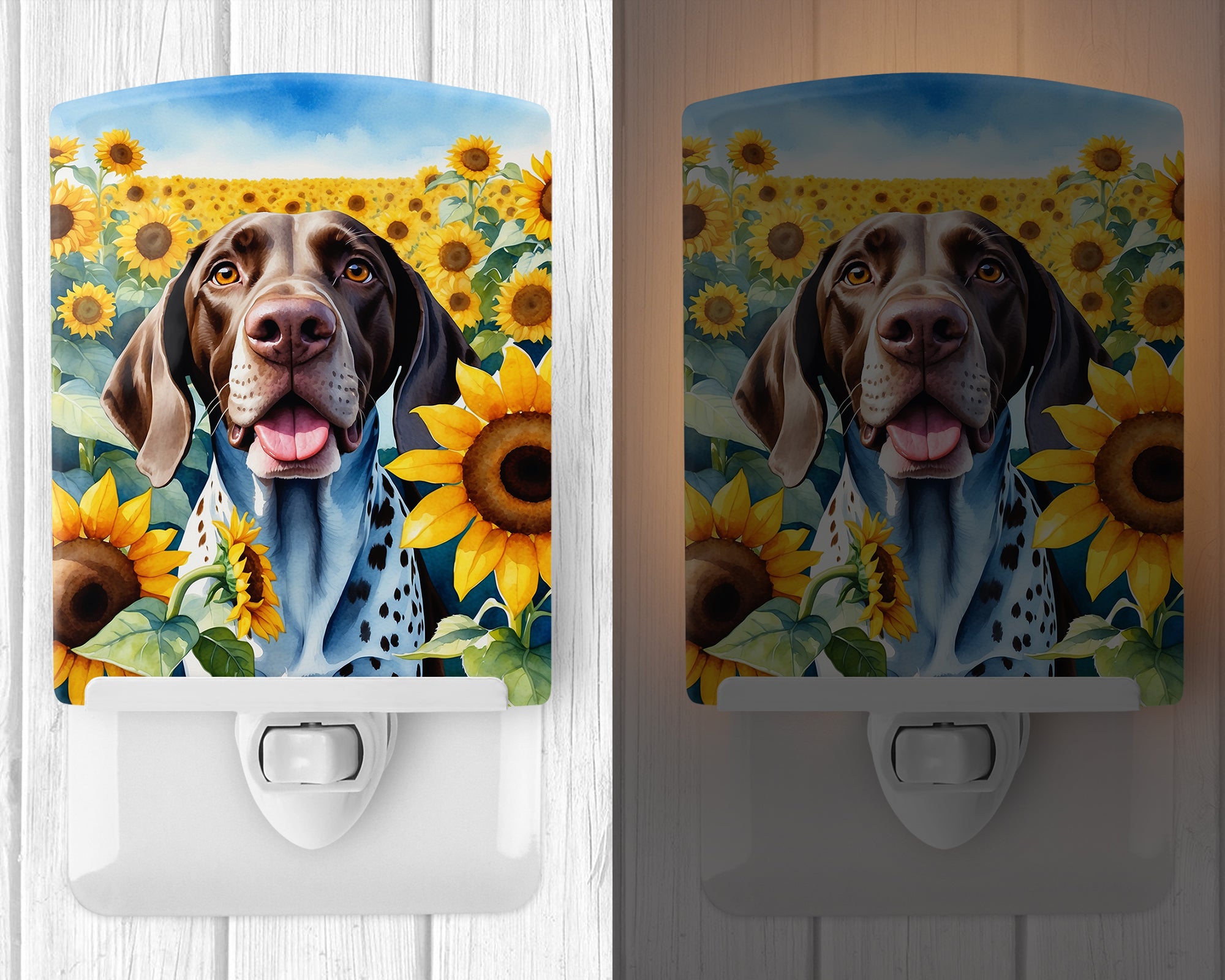 Buy this German Shorthaired Pointer in Sunflowers Ceramic Night Light