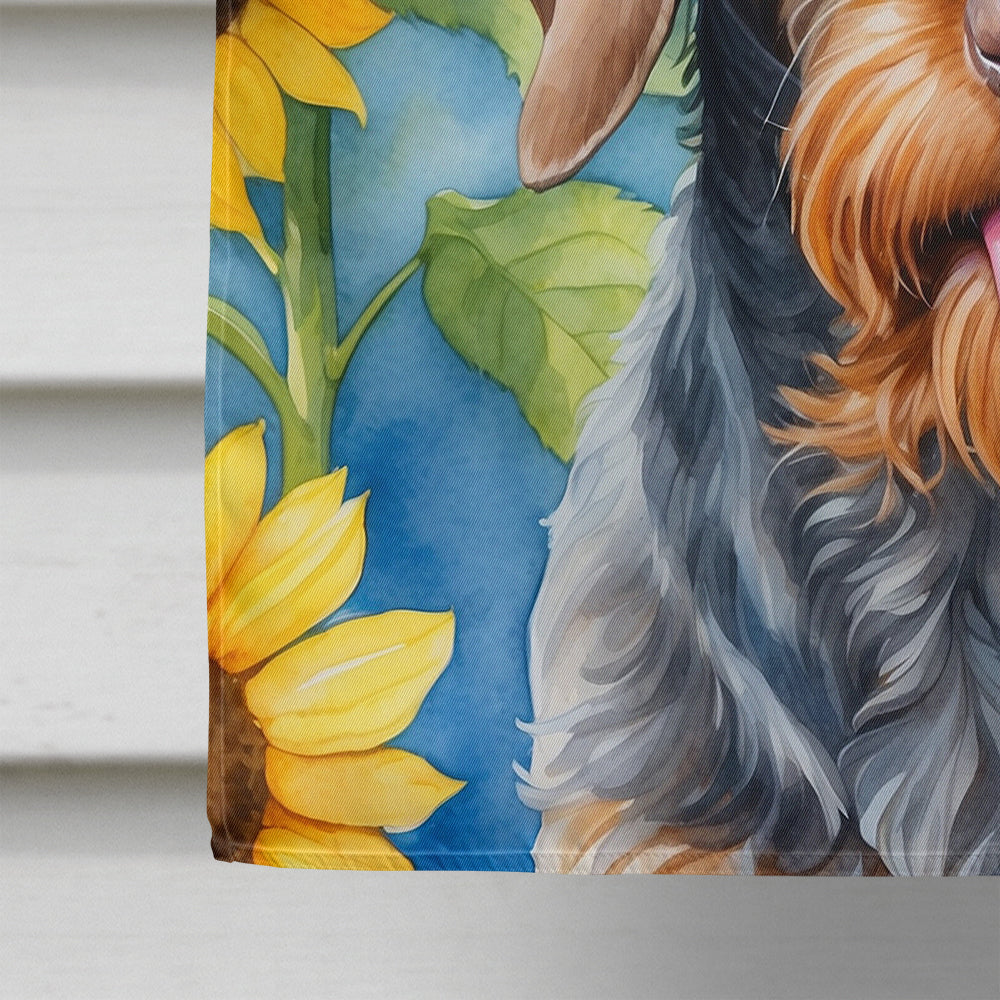 German Wirehaired Pointer in Sunflowers House Flag