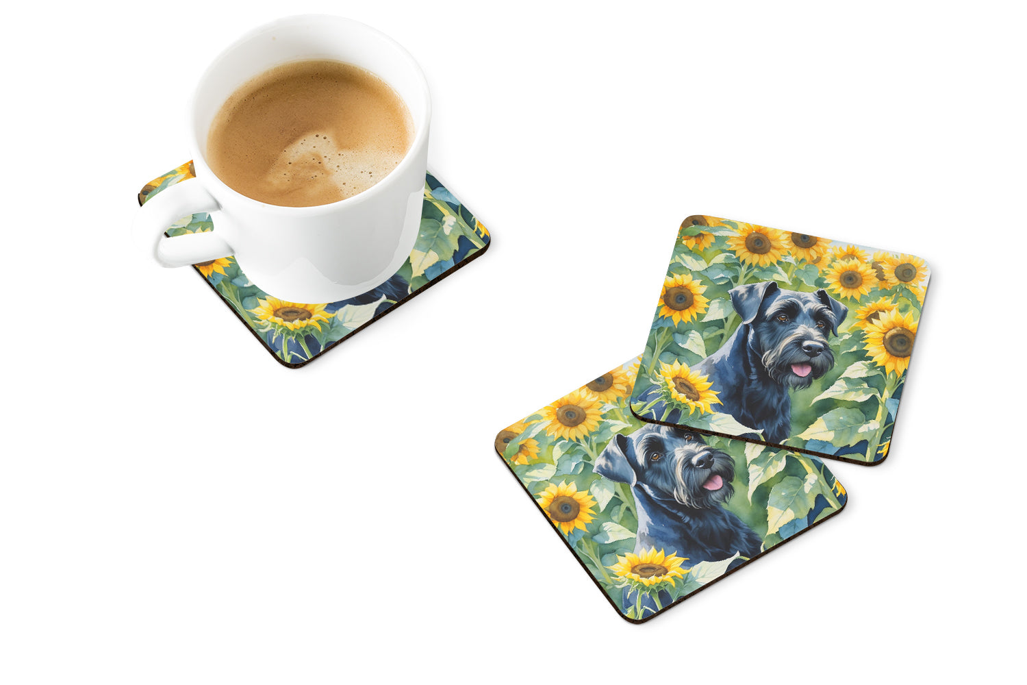 Buy this Giant Schnauzer in Sunflowers Foam Coasters