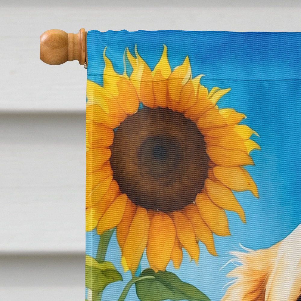 Golden Retriever in Sunflowers House Flag