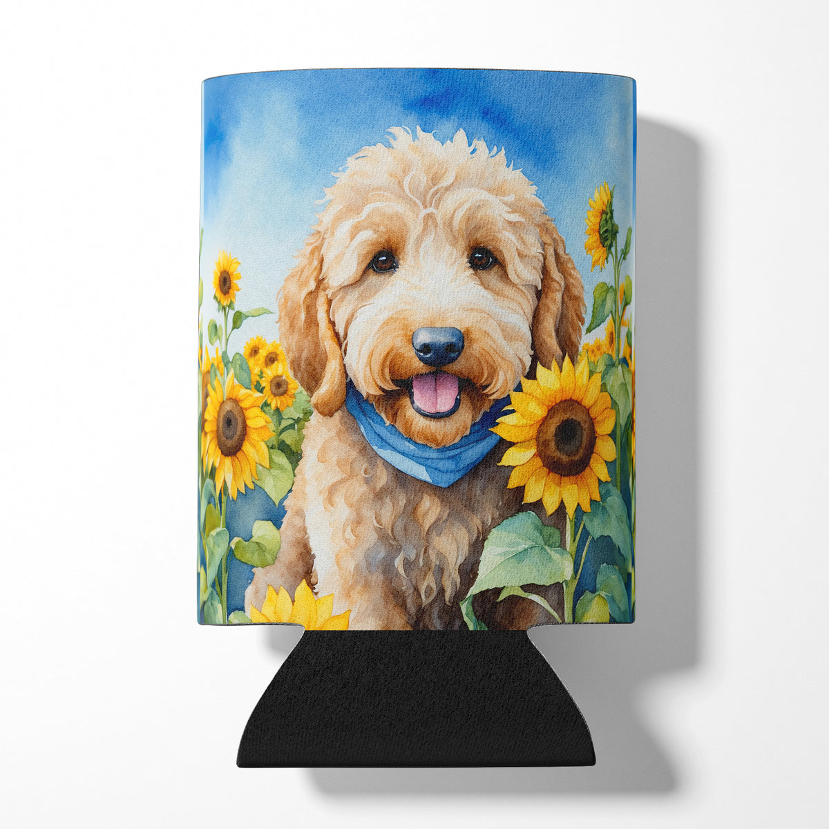 Buy this Goldendoodle in Sunflowers Can or Bottle Hugger