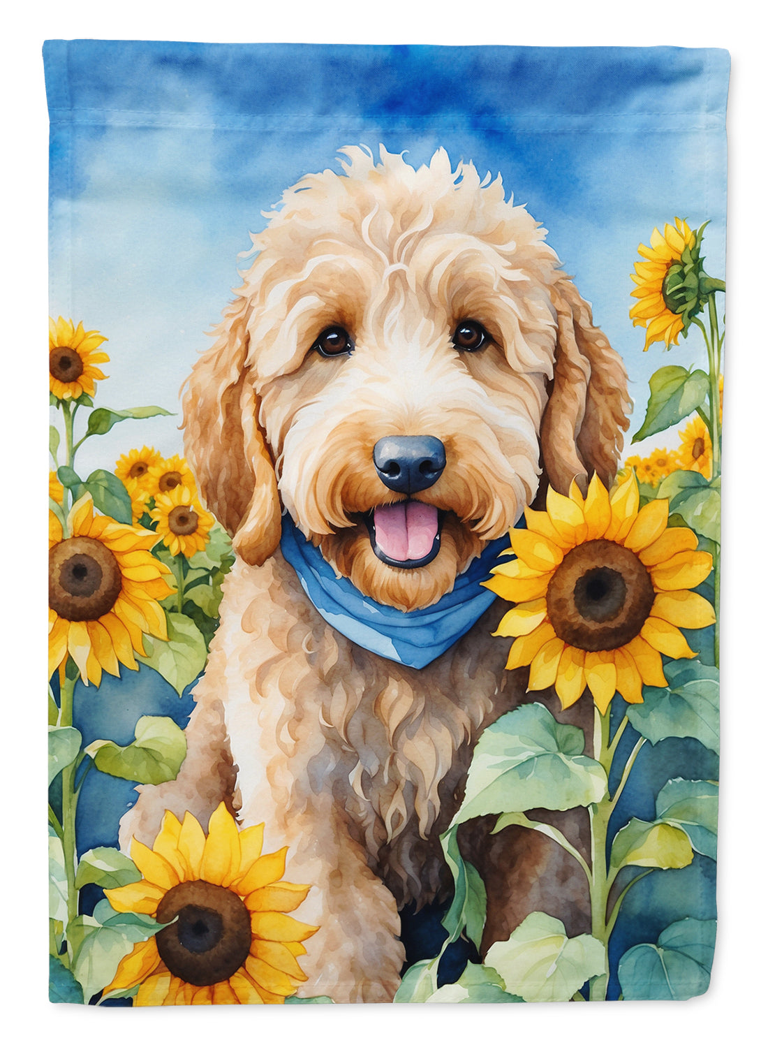 Buy this Goldendoodle in Sunflowers House Flag