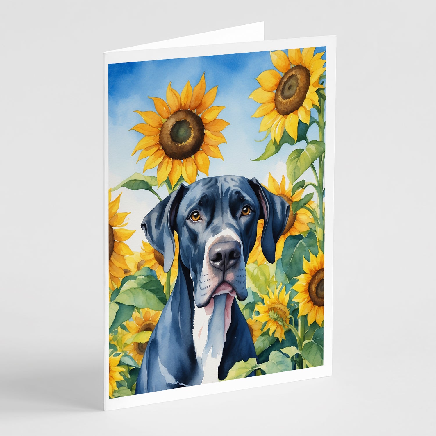 Buy this Great Dane in Sunflowers Greeting Cards Pack of 8