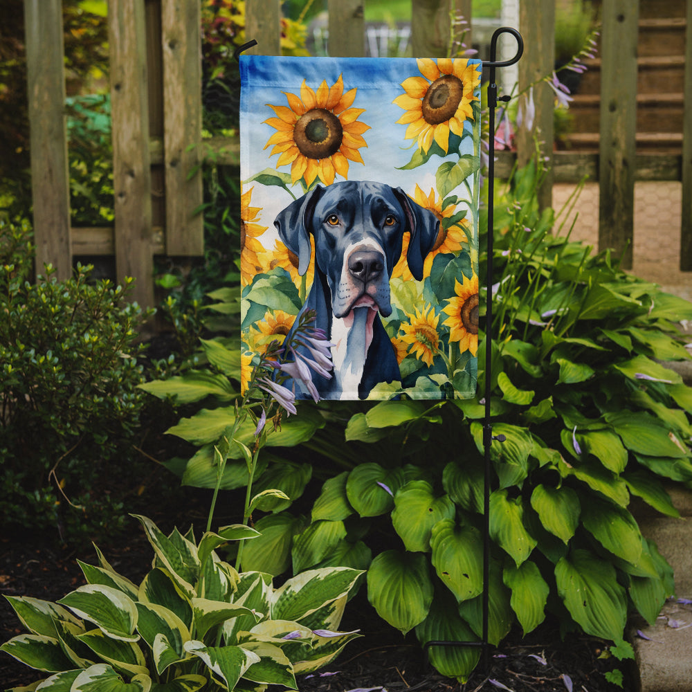 Great Dane in Sunflowers Garden Flag
