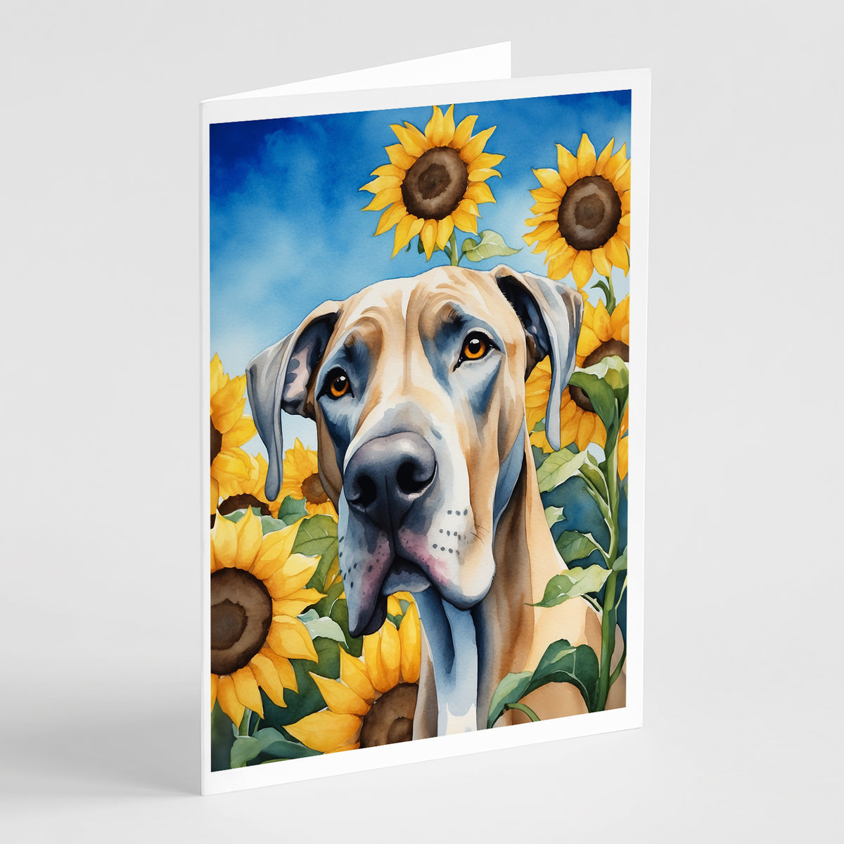 Buy this Great Dane in Sunflowers Greeting Cards Pack of 8