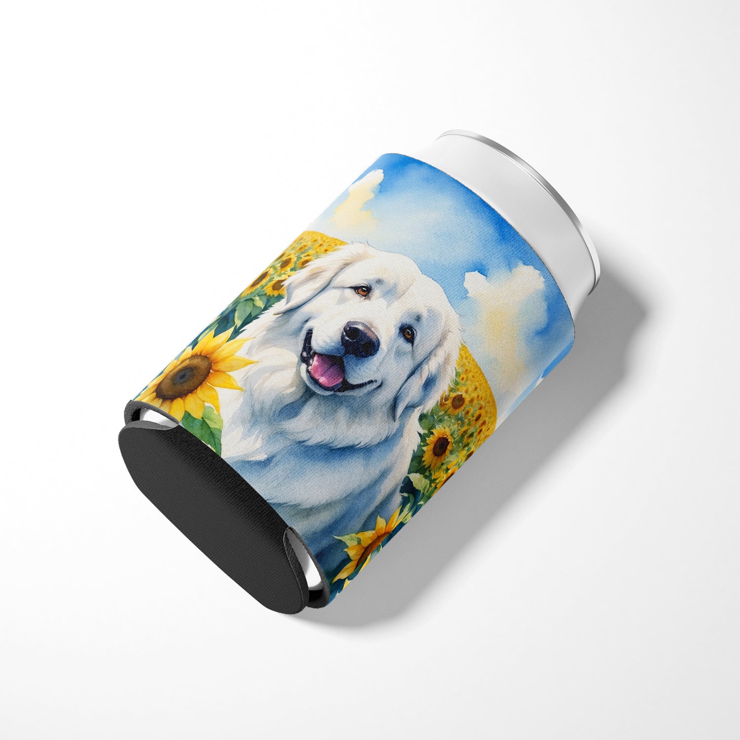 Great Pyrenees in Sunflowers Can or Bottle Hugger
