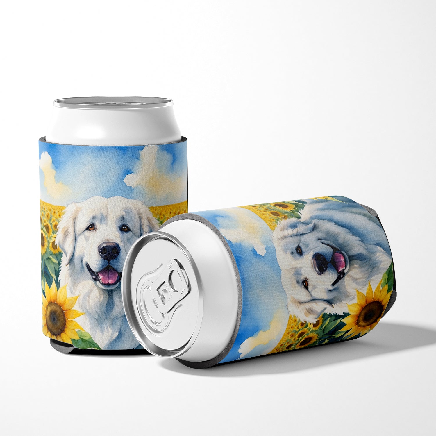Great Pyrenees in Sunflowers Can or Bottle Hugger
