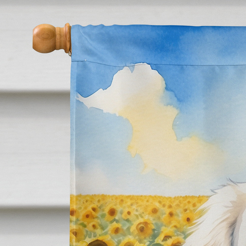Great Pyrenees in Sunflowers House Flag