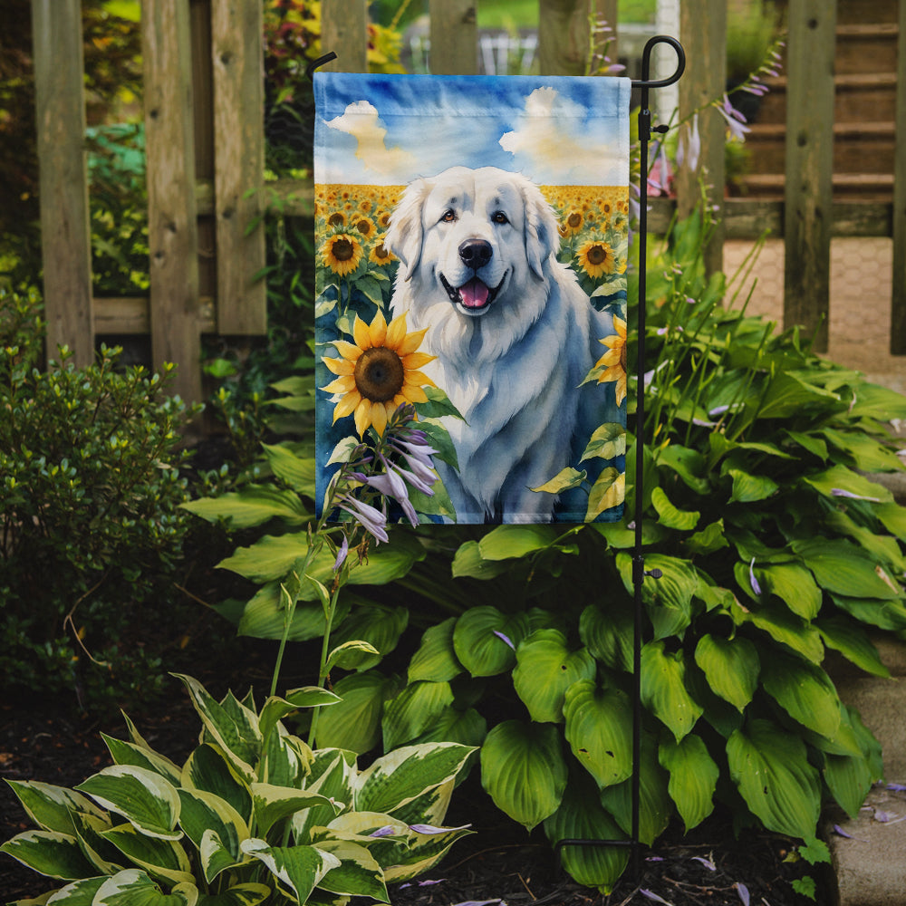 Great Pyrenees in Sunflowers Garden Flag