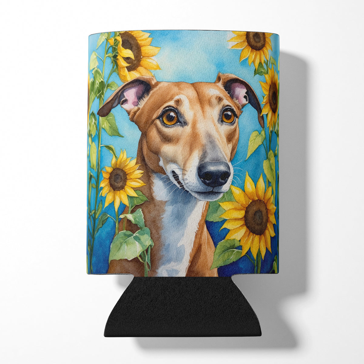 Buy this Greyhound in Sunflowers Can or Bottle Hugger