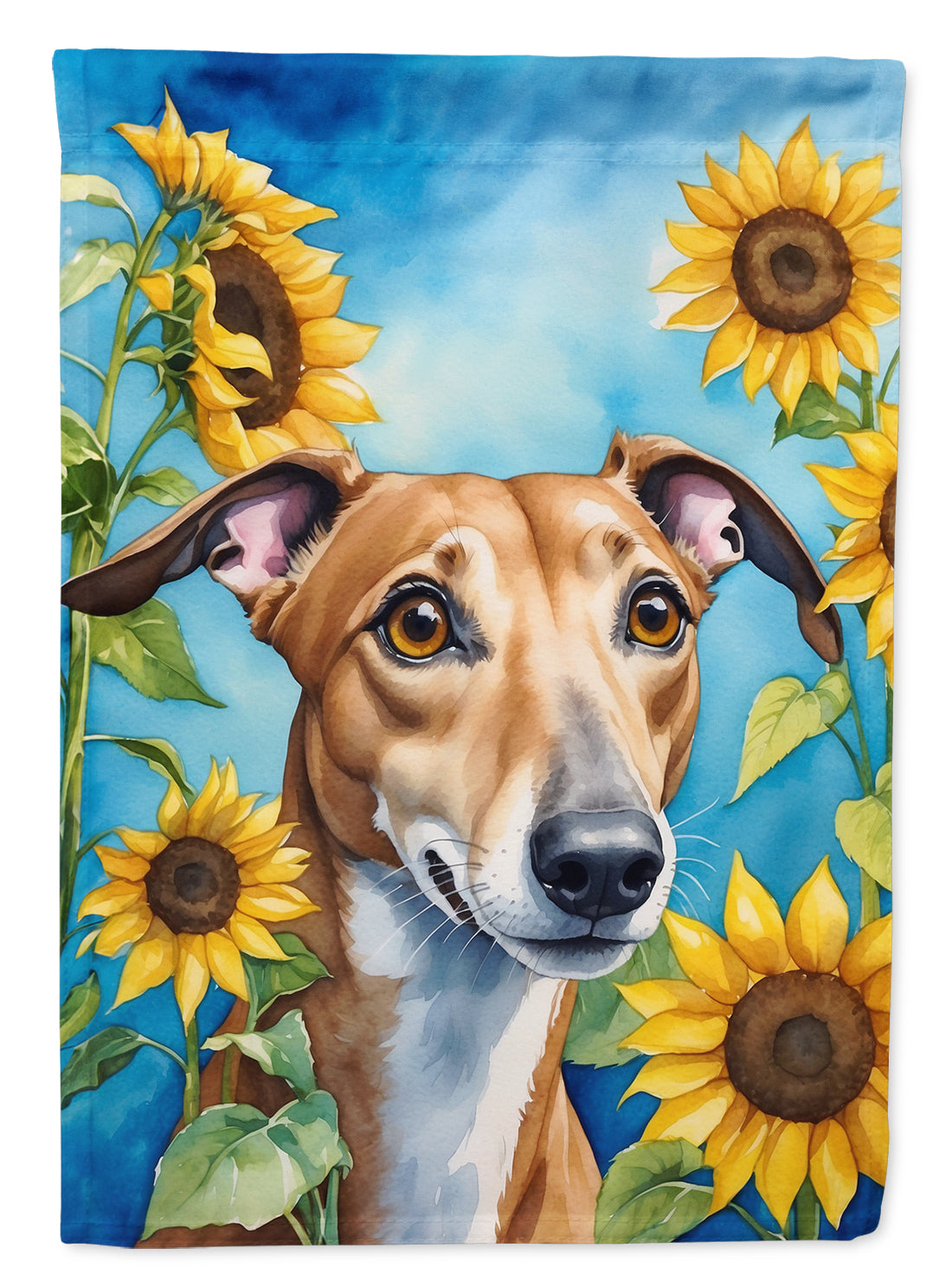 Buy this Greyhound in Sunflowers House Flag