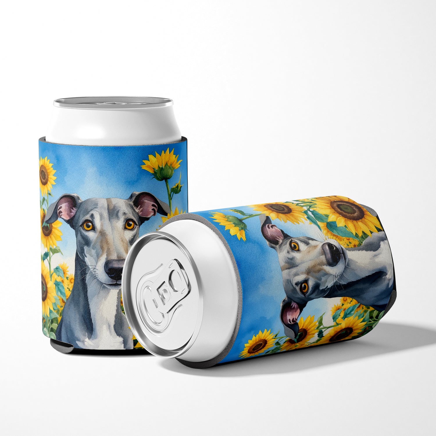 Greyhound in Sunflowers Can or Bottle Hugger