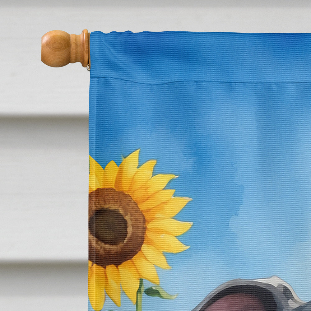 Greyhound in Sunflowers House Flag
