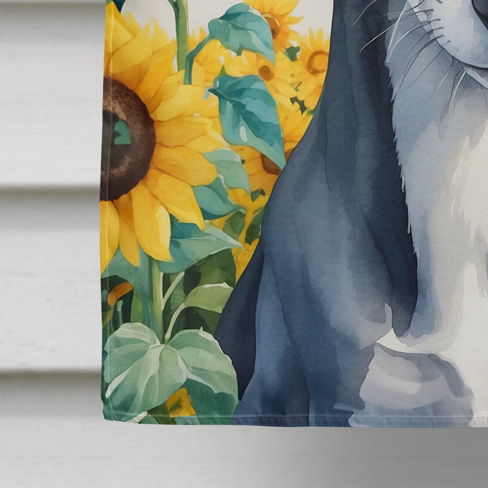 Greyhound in Sunflowers House Flag