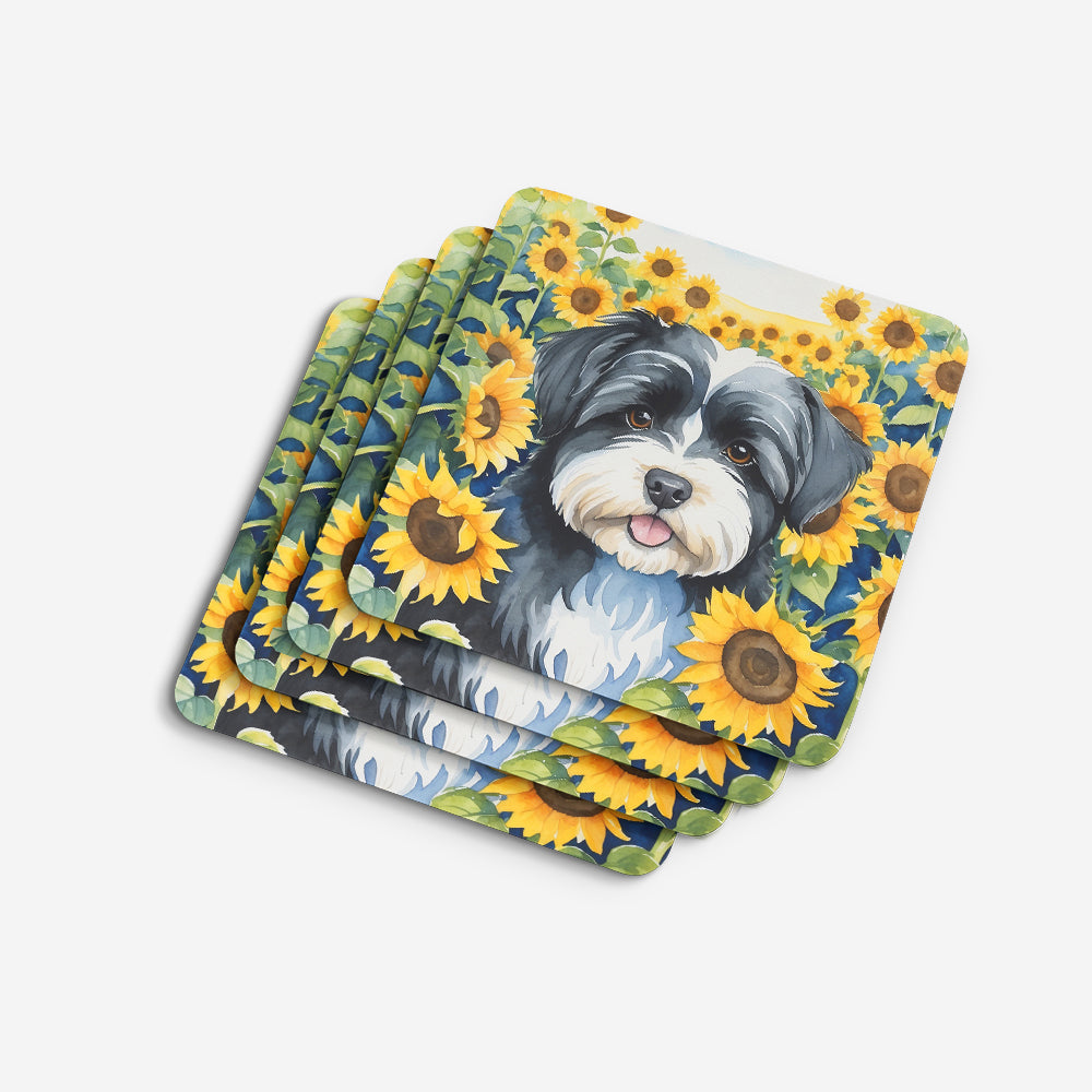 Havanese in Sunflowers Foam Coasters