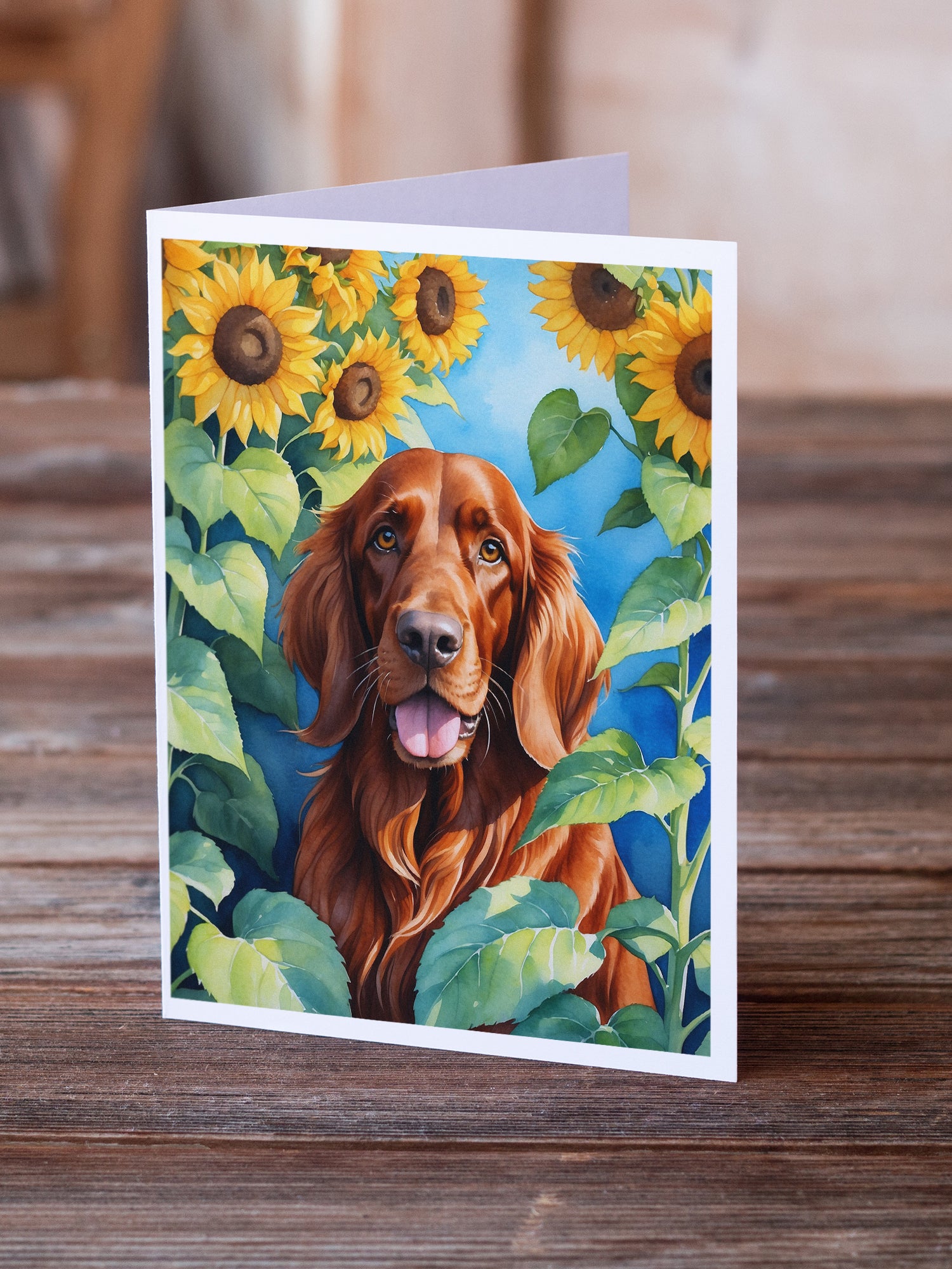 Buy this Irish Setter in Sunflowers Greeting Cards Pack of 8