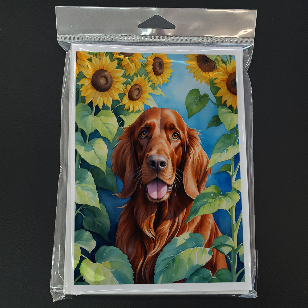 Irish Setter in Sunflowers Greeting Cards Pack of 8