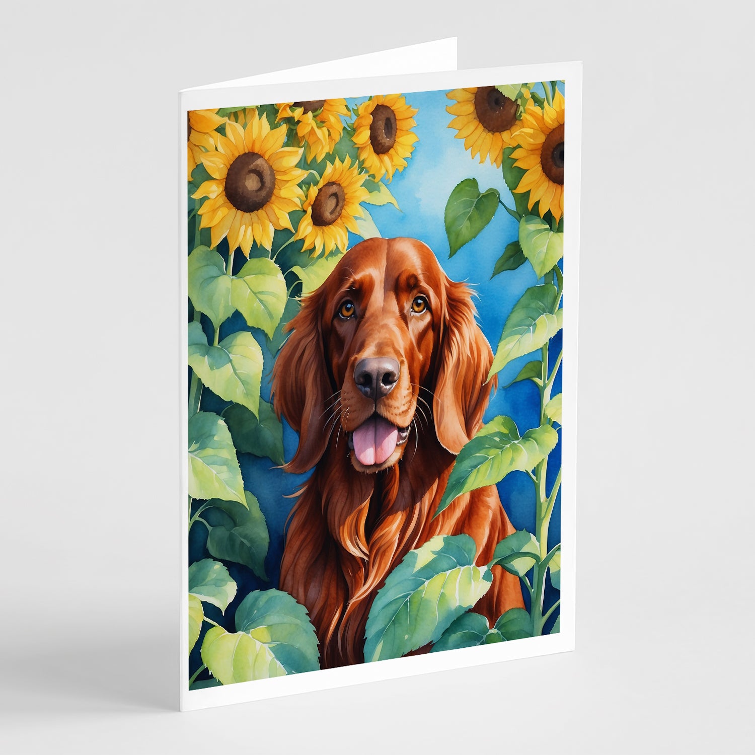 Buy this Irish Setter in Sunflowers Greeting Cards Pack of 8