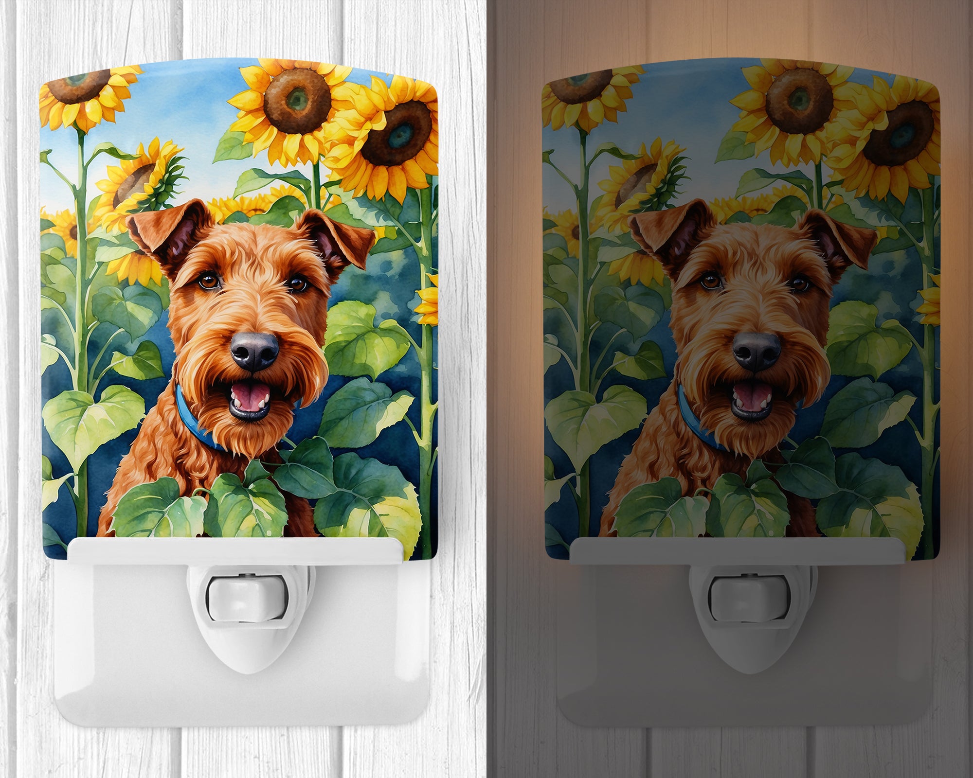 Irish Terrier in Sunflowers Ceramic Night Light